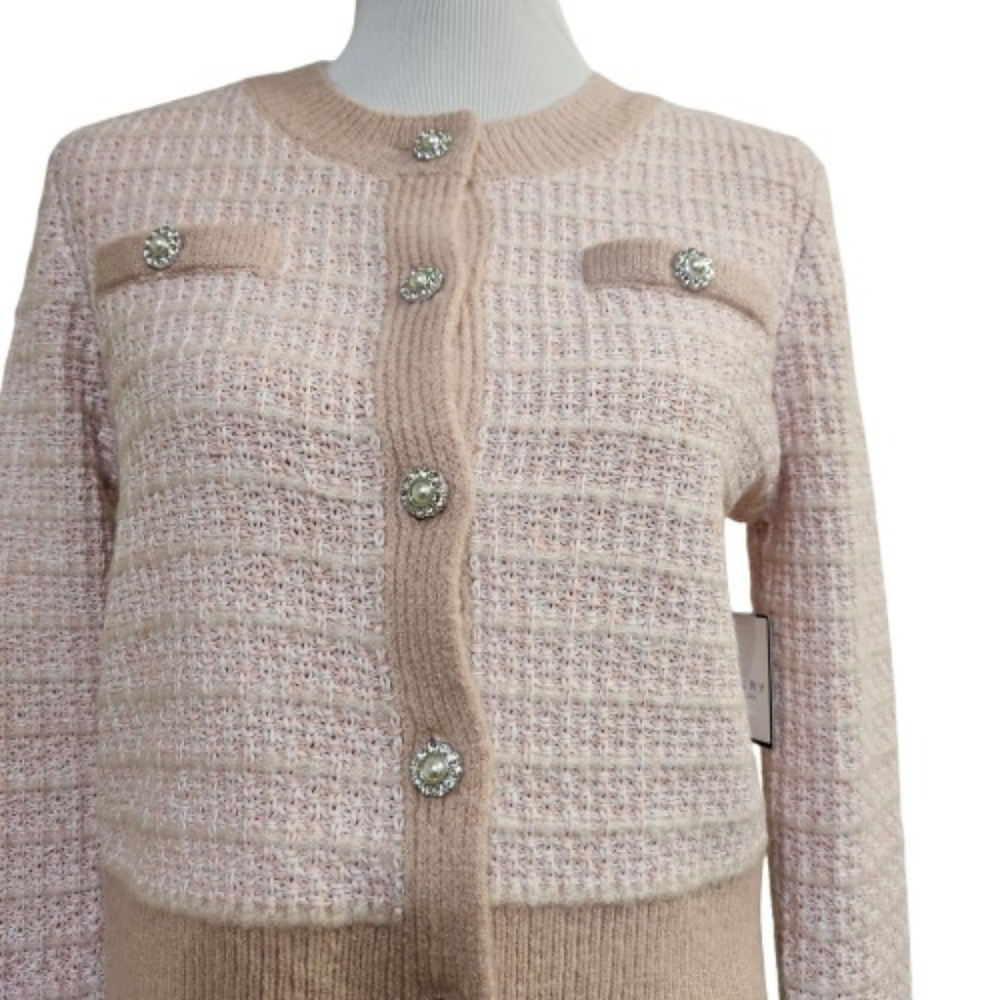 🆕️⬇️Laundry by Shelli Segal Bouclé Button Front Cardigan - Picture 3 of 10